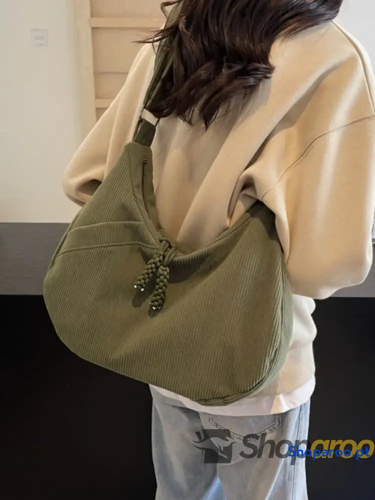 Ribbed Adjustable Strap Shoulder Bag