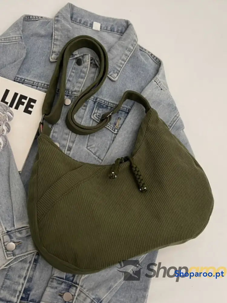 Ribbed Adjustable Strap Shoulder Bag