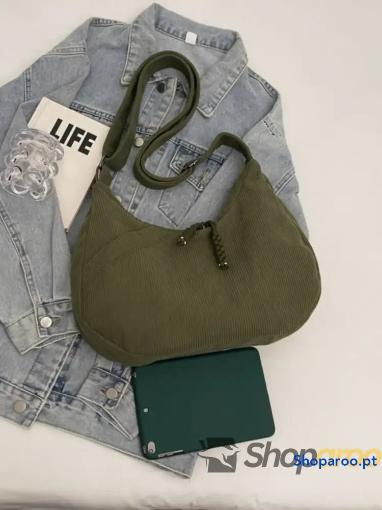 Ribbed Adjustable Strap Shoulder Bag
