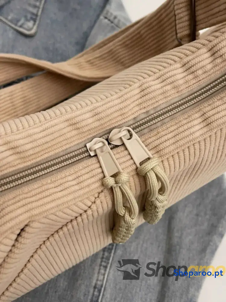 Ribbed Adjustable Strap Shoulder Bag
