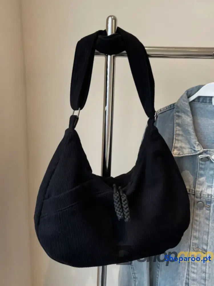 Ribbed Adjustable Strap Shoulder Bag