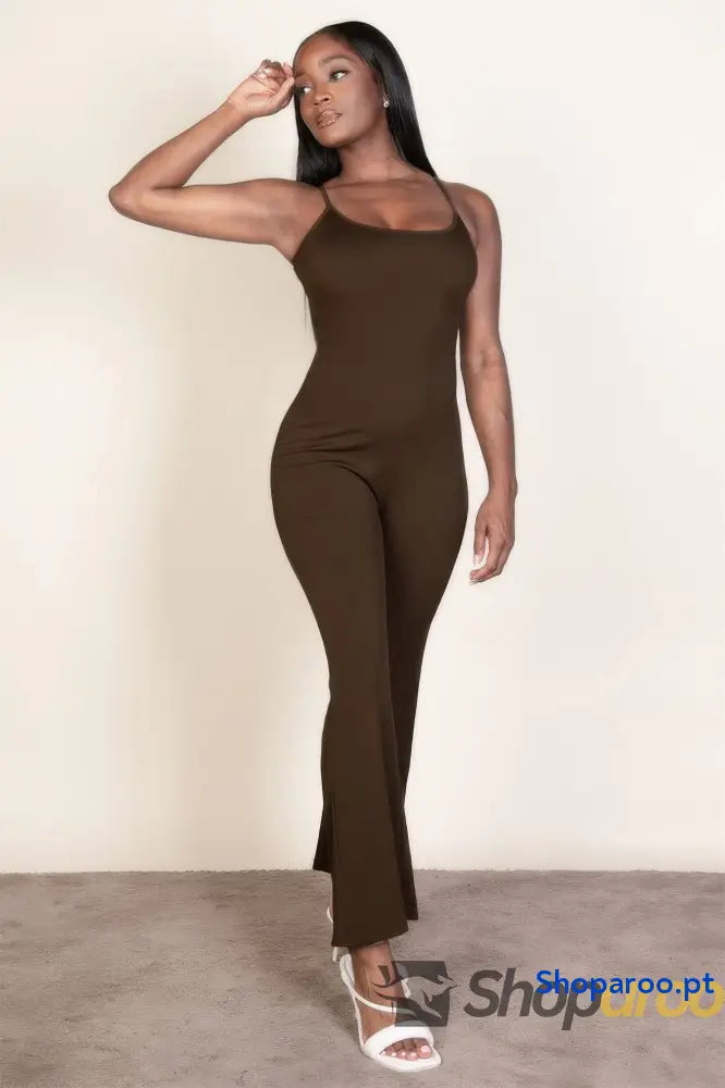 Ribbed Sleeveless Wide Leg Jumpsuit