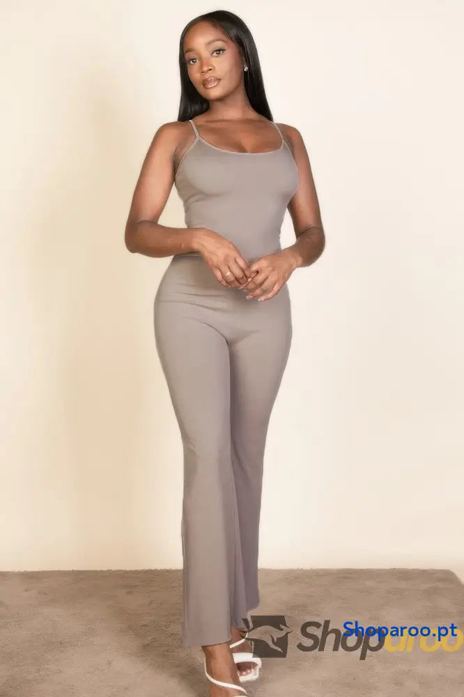 Ribbed Sleeveless Wide Leg Jumpsuit