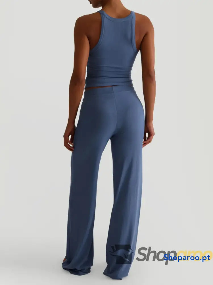 Ribbed Tank and High-Waisted Pants Active Set