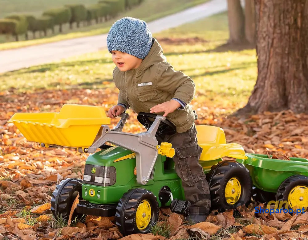 Rolly Toys 012190 rollyKid John Deere (com reboque direção da alavanca giratória idade 2,5 5 anos engate traseiro) verde