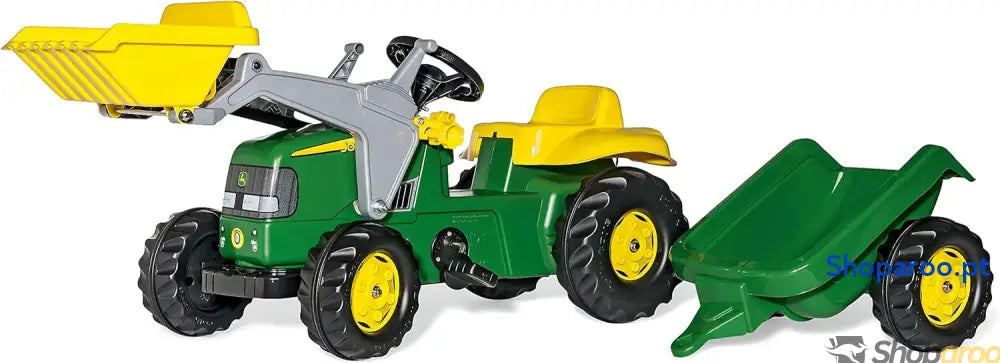 Rolly Toys 012190 rollyKid John Deere (com reboque direção da alavanca giratória idade 2,5 5 anos engate traseiro) verde