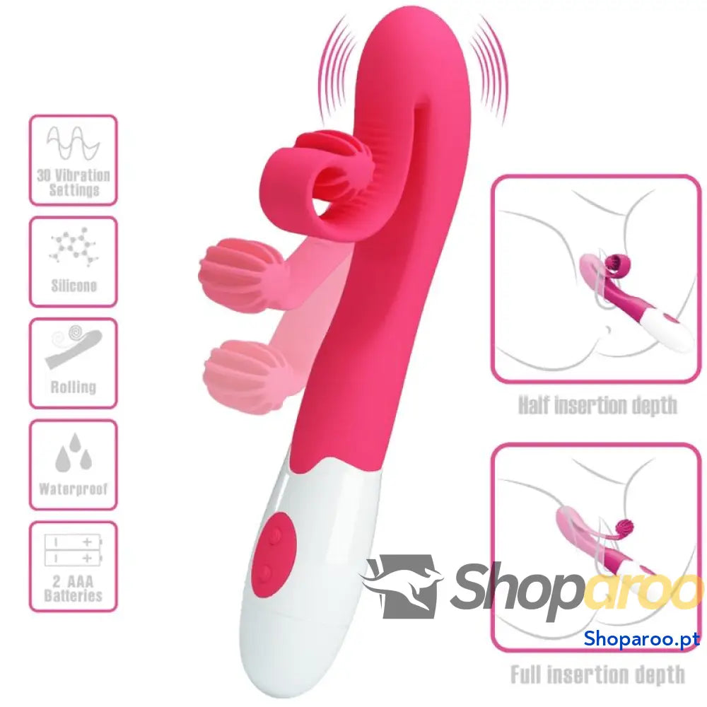 ROMANCE - VIBRADOR E ESTIMULADOR 30 VELOCIDADES COR-DE-ROSA