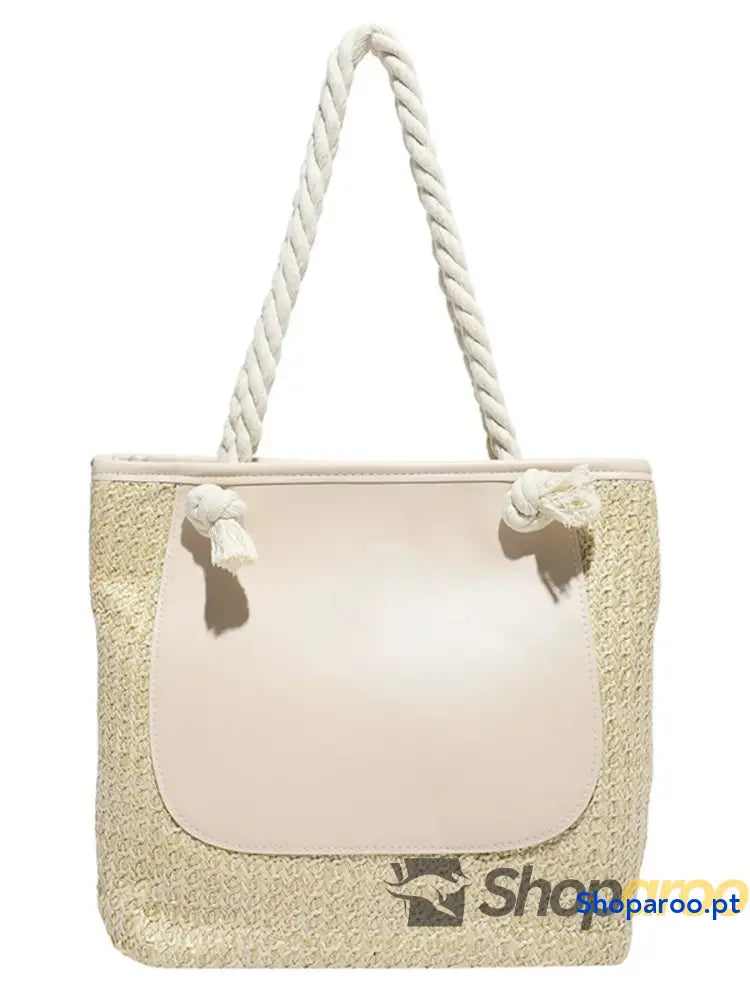 Rope Handle Straw Tote Bag