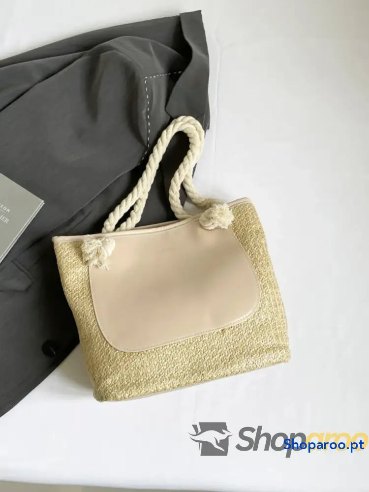 Rope Handle Straw Tote Bag