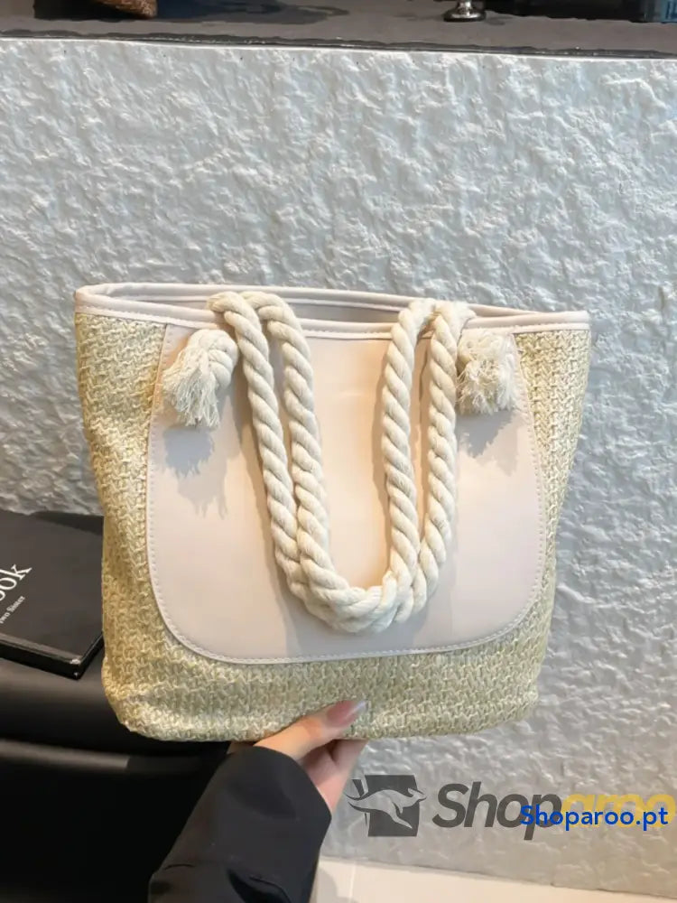 Rope Handle Straw Tote Bag