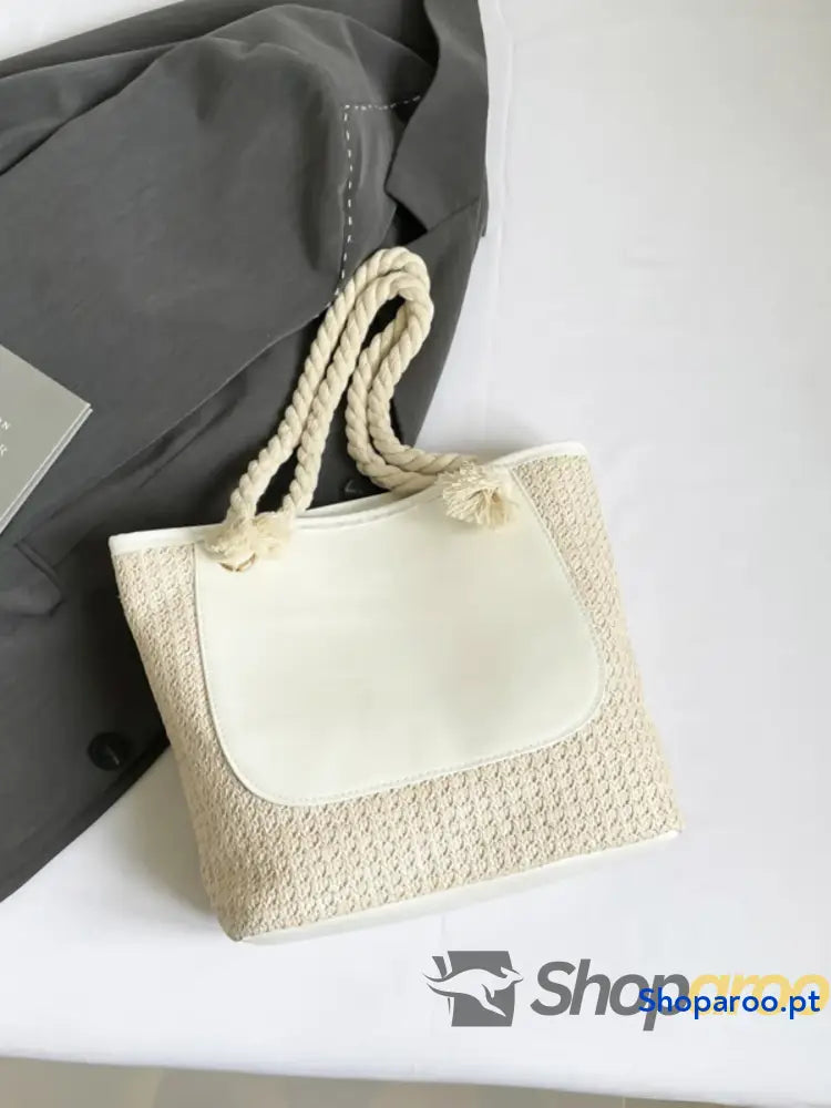 Rope Handle Straw Tote Bag