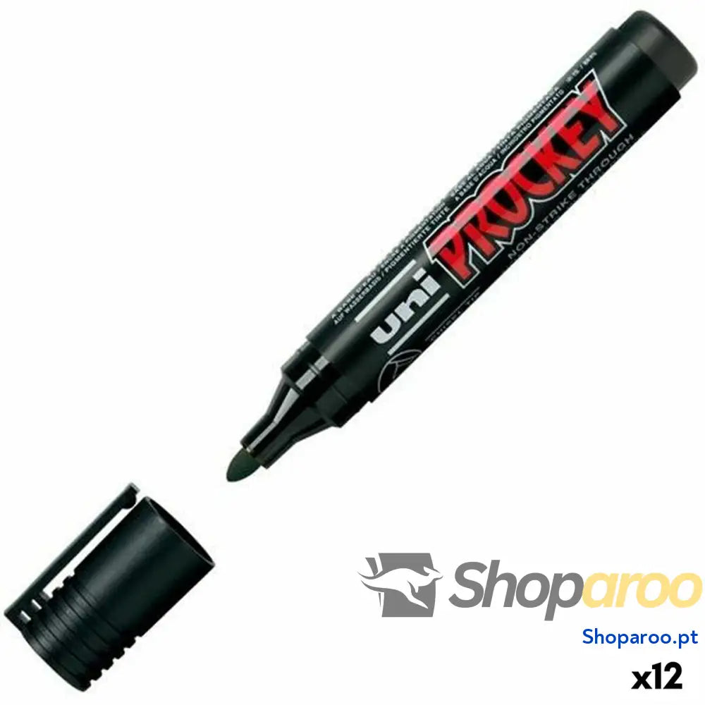 Rotuladores Uni-Ball Prockey PM-122 Preto (12 Unidades)