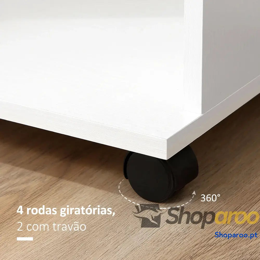 Roupeiro de Madeira Aberto com Prateleiras e Barra para Pendurar Branco