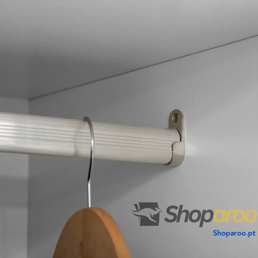 Roupeiro de Madeira Armário para Roupas com 2 Portas Gavetas e 1 Barra Pendurar 80x50x180 cm Branco Carvalho