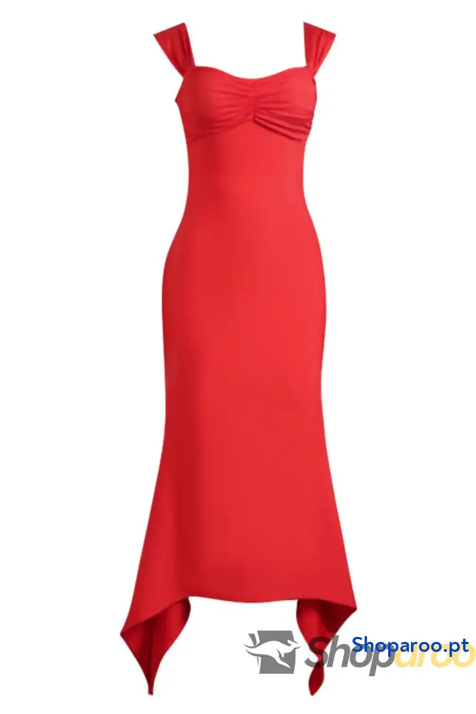 Ruched Sweetheart Neck Hem Detail Dress