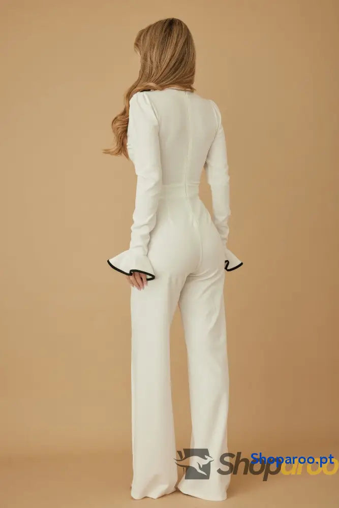 Ruffle Pattern Long Sleeve Jumpsuit