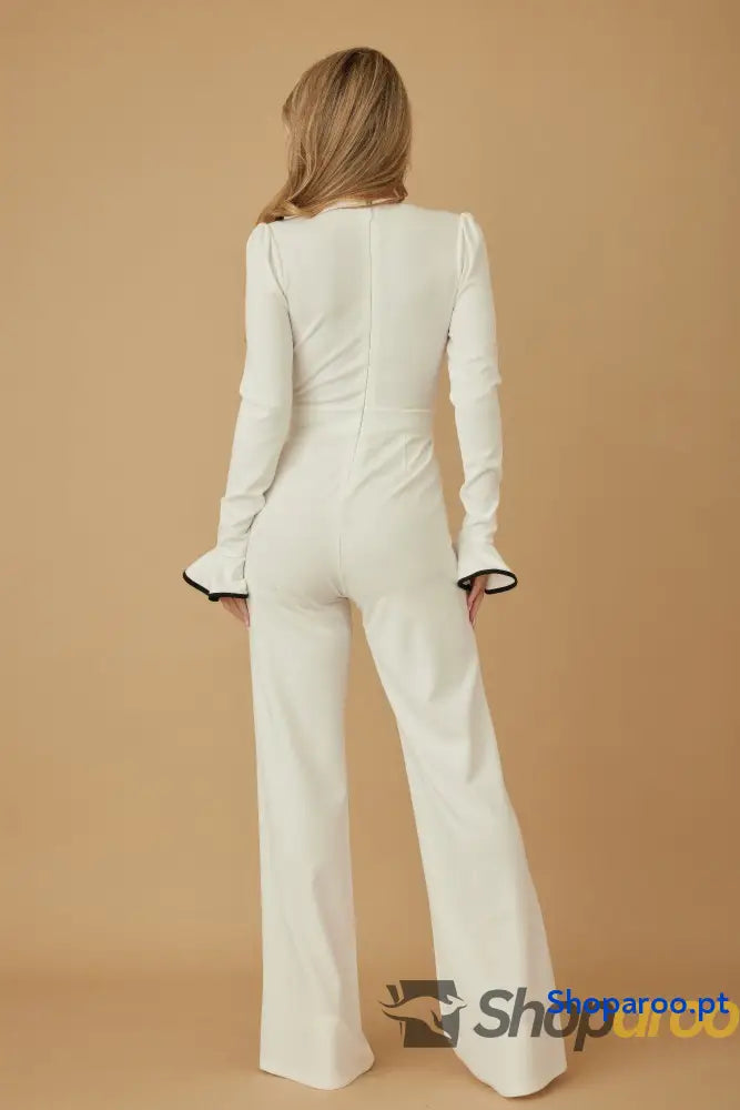 Ruffle Pattern Long Sleeve Jumpsuit