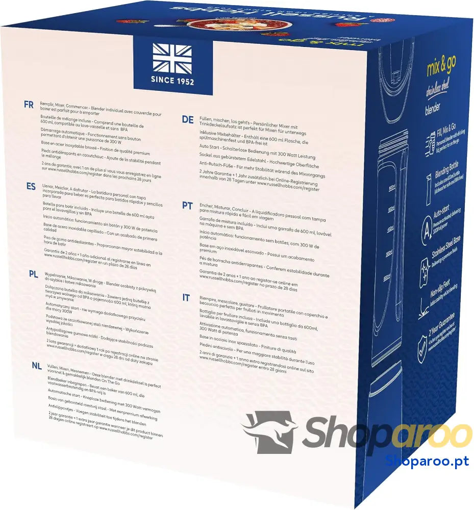 Liquidificadora individual Mix & Go liquidificadora Smoothie mini liquidificador para sumos batidos antracite copo