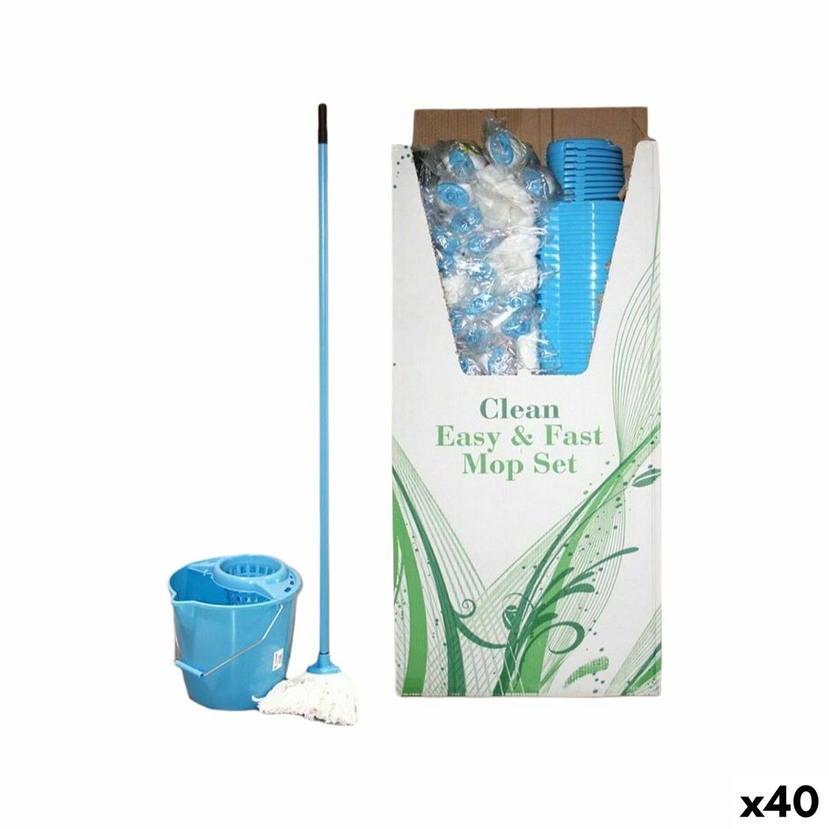 Conjunto de balde e esfregona La Mopperia Azul Azul (40 Unidades)