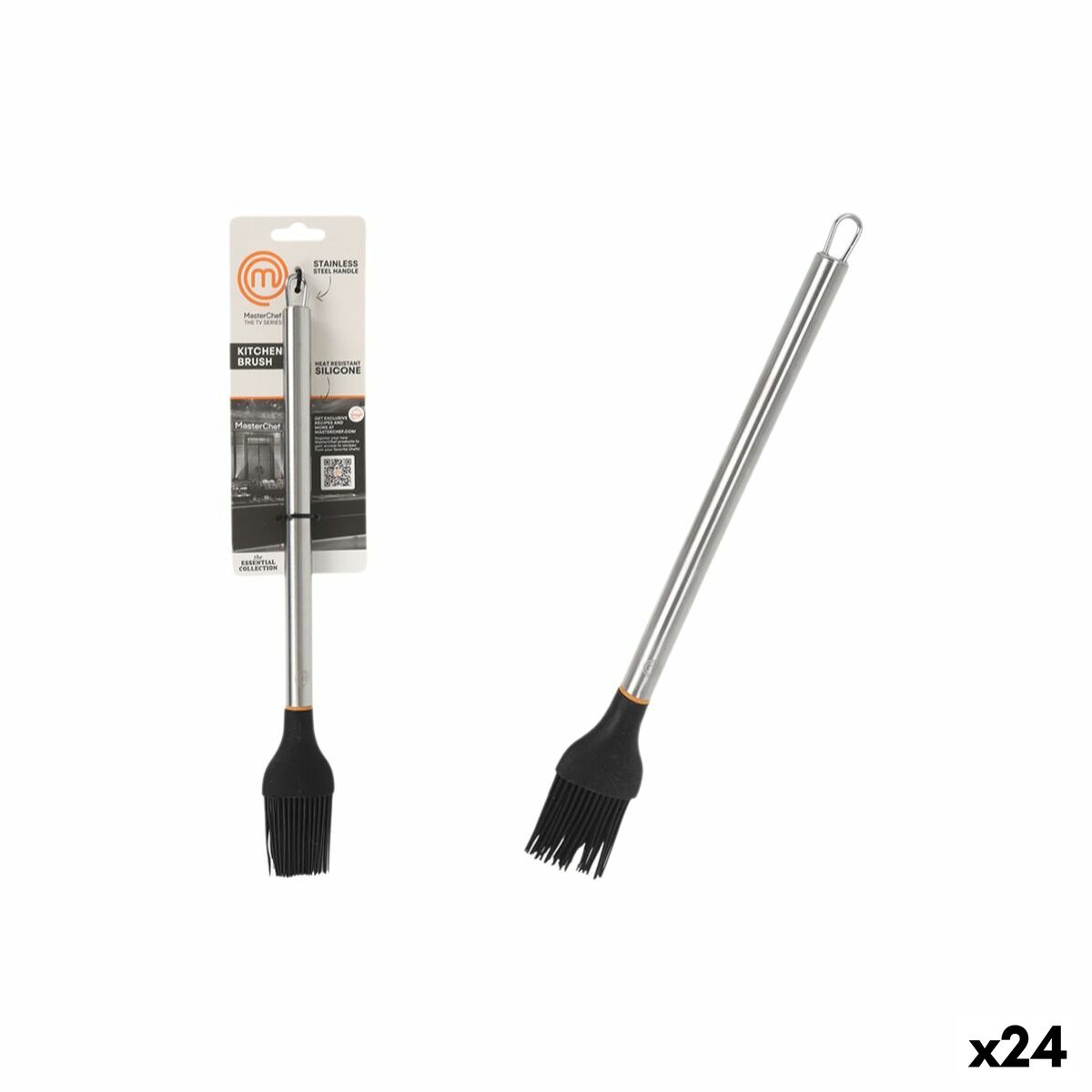 Pincel de Cozinha MasterChef Silicone Aço inoxidável 31 cm (24 Unidades)