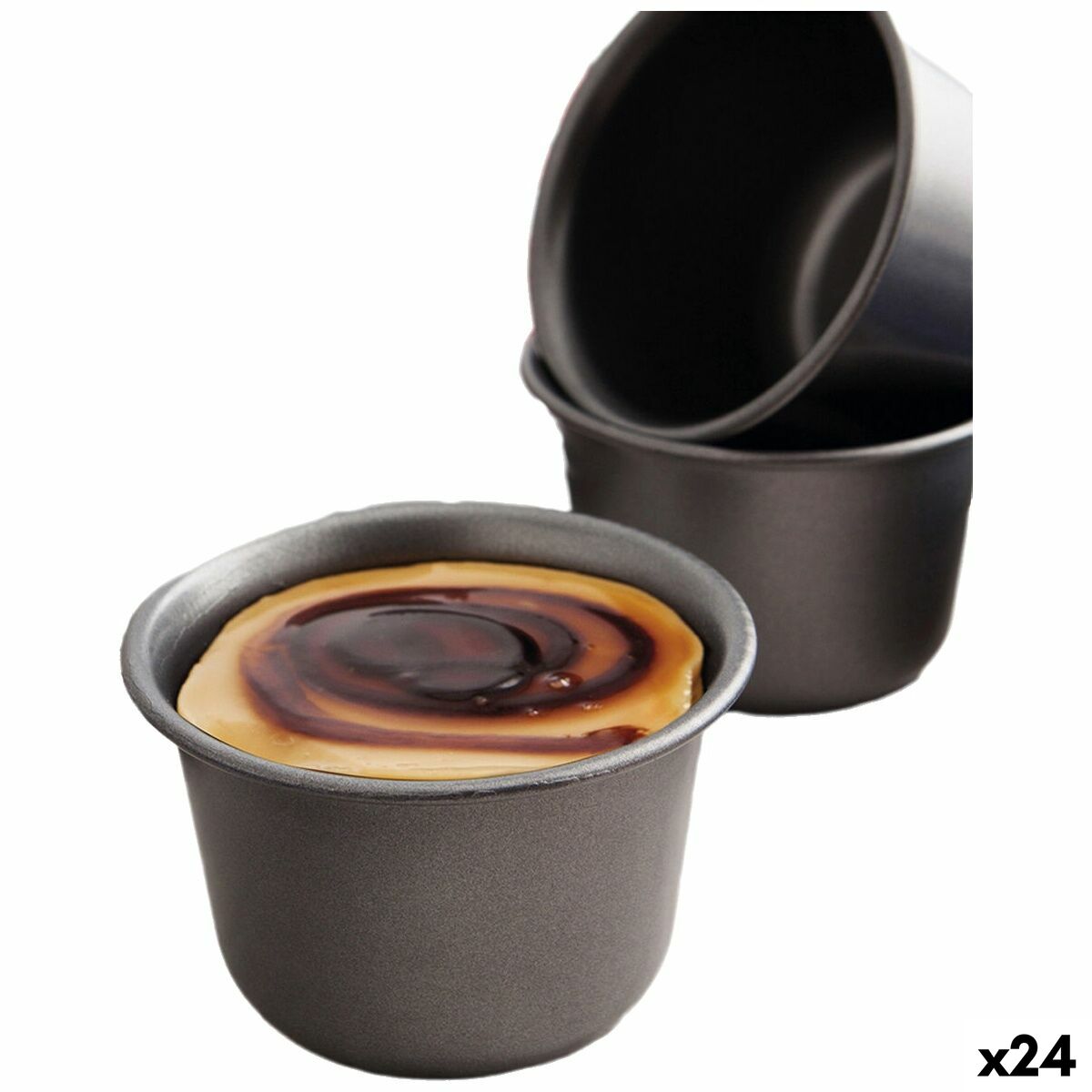 Molde para Pudim Quid Sweet Grey Preto Metal 9,5 cm (24 Unidades)