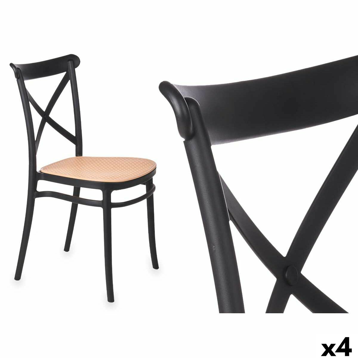 Cadeira PC-175 Preto Bege 4 Unidades