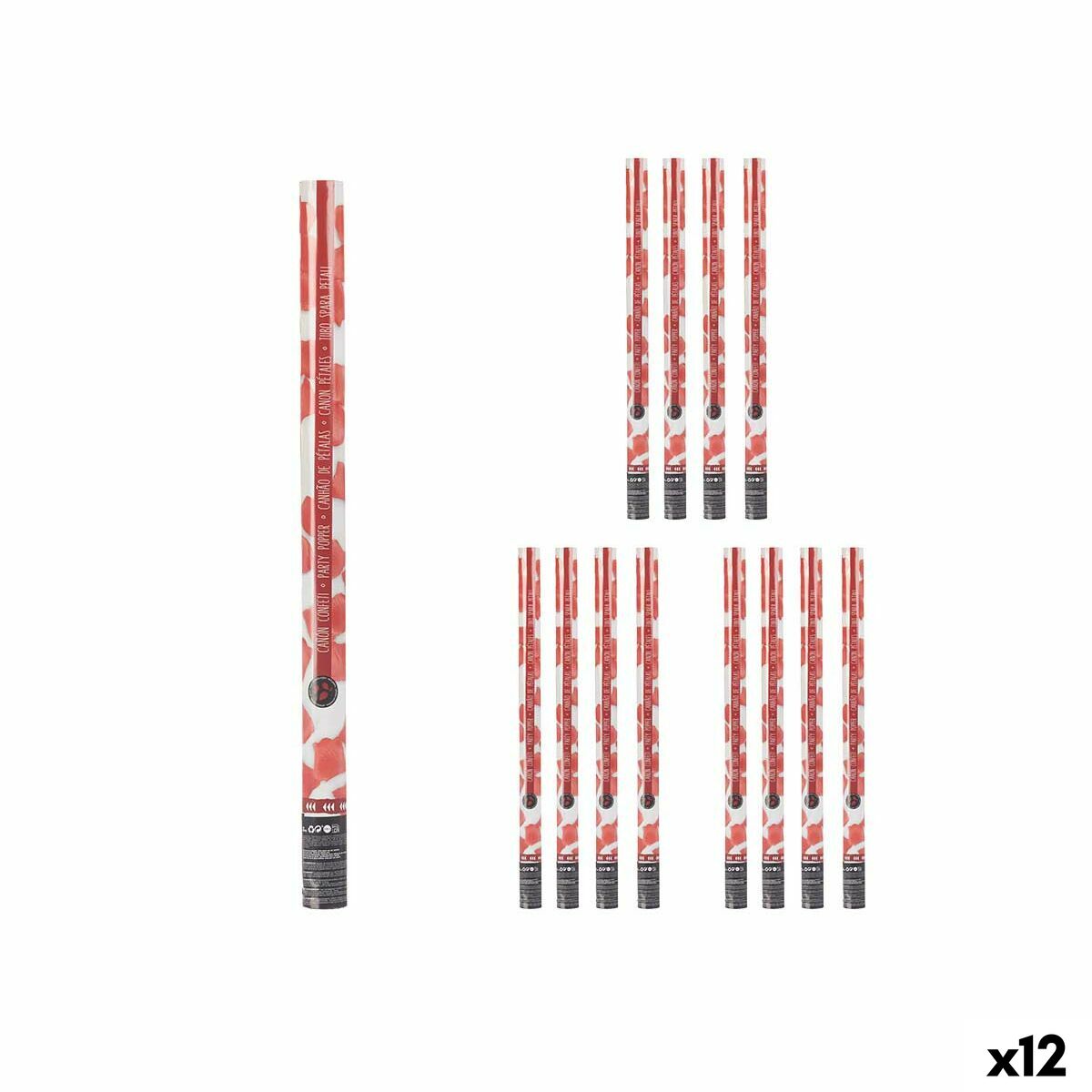 Canhão de confetti 9119-80 Vermelho Papel Cartão Plástico 5 x 79 x 5 cm (12 Unidades)