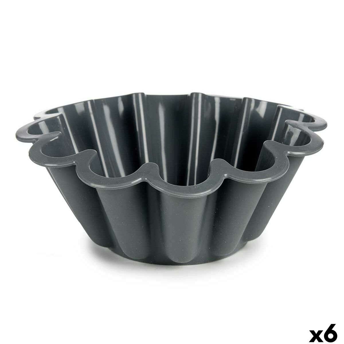 Molde de Bolos Kinvara HH477 Cinzento claro Cinzento escuro Silicone 1,5 L 24,5 x 10 x 24,5 cm (6 Unidades)