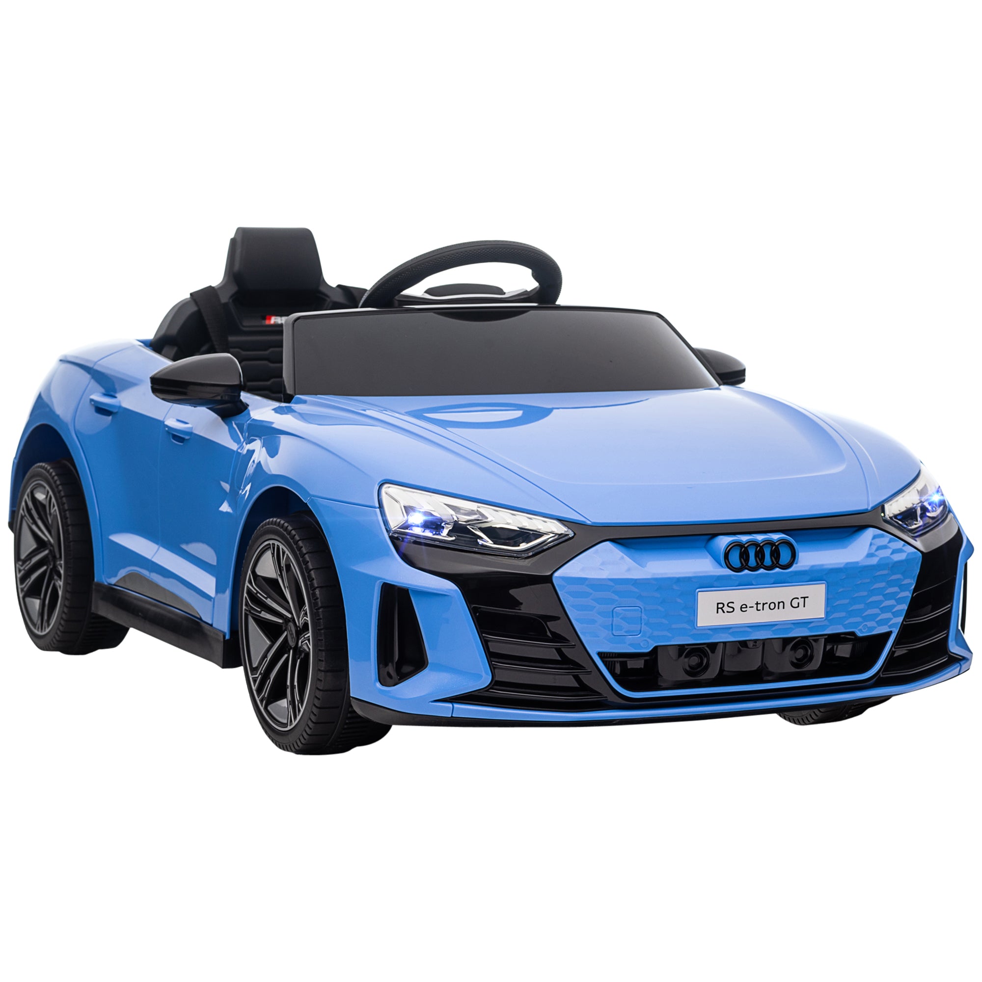 Carro Elétrico AUDI RS E-Tron GT 12V com 2 Motores Controlo Remoto Faróis LED Buzina Música USB 3-5km/h 103x58x41cm Azul