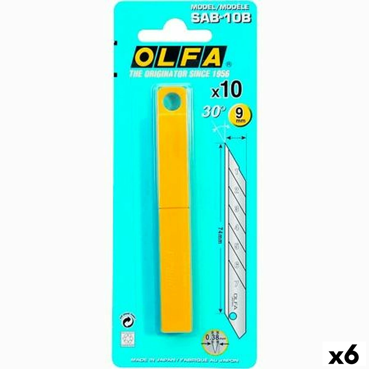 Lâmina de Corte Olfa 9 mm 10 Peças 6 Unidades