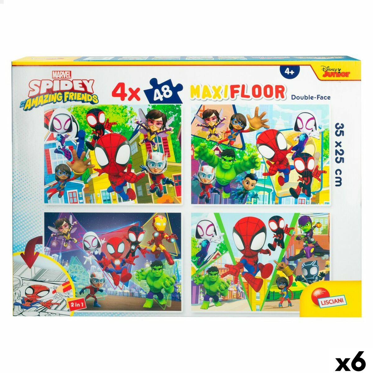 Set de 4 Puzzles Spidey 35 x 1,5 x 25 cm 48 Peças (6 Unidades)