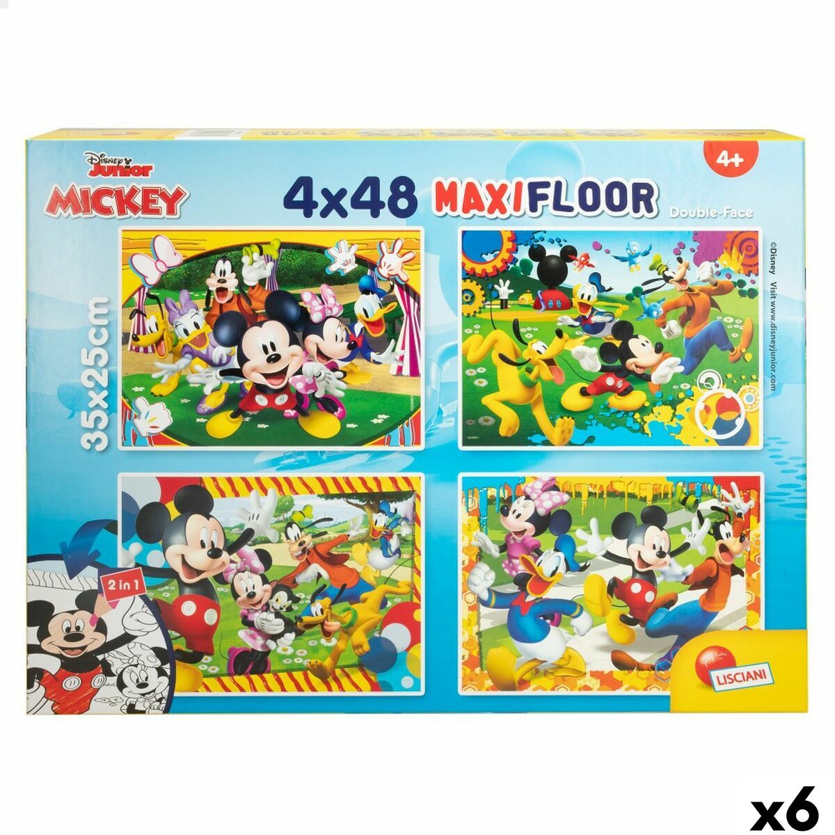 Set de 4 Puzzles Mickey Mouse 35 x 1,5 x 25 cm 48 Peças (6 Unidades)