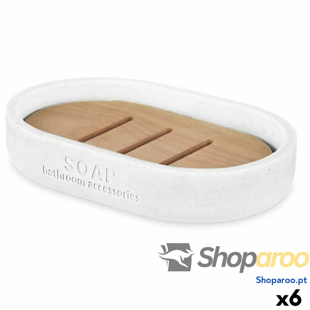 Saboneteira Berilo B5456BC 4 455 Branco Resina Bambu 12,5 x 2,5 8,5 cm (6 Unidades)