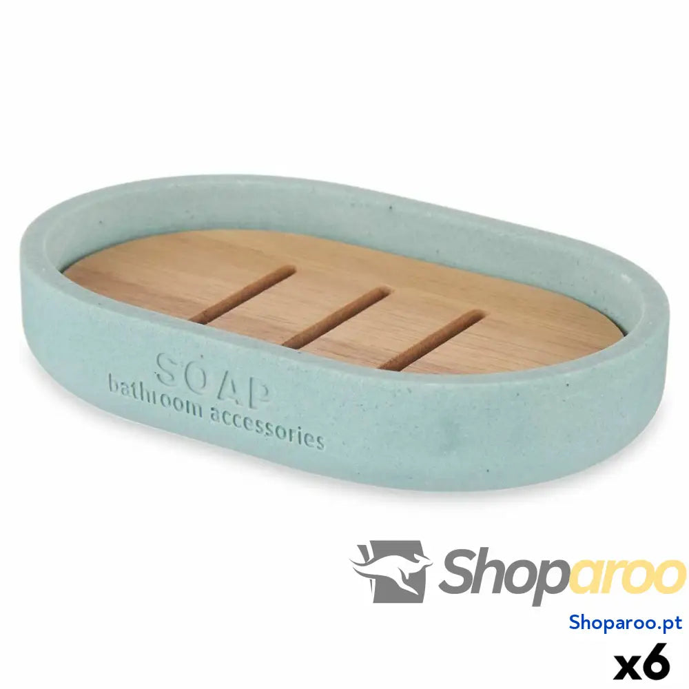 Saboneteira Berilo B5456BC 4 457 Azul Resina Bambu 12,5 x 2,5 8,5 cm (6 Unidades)