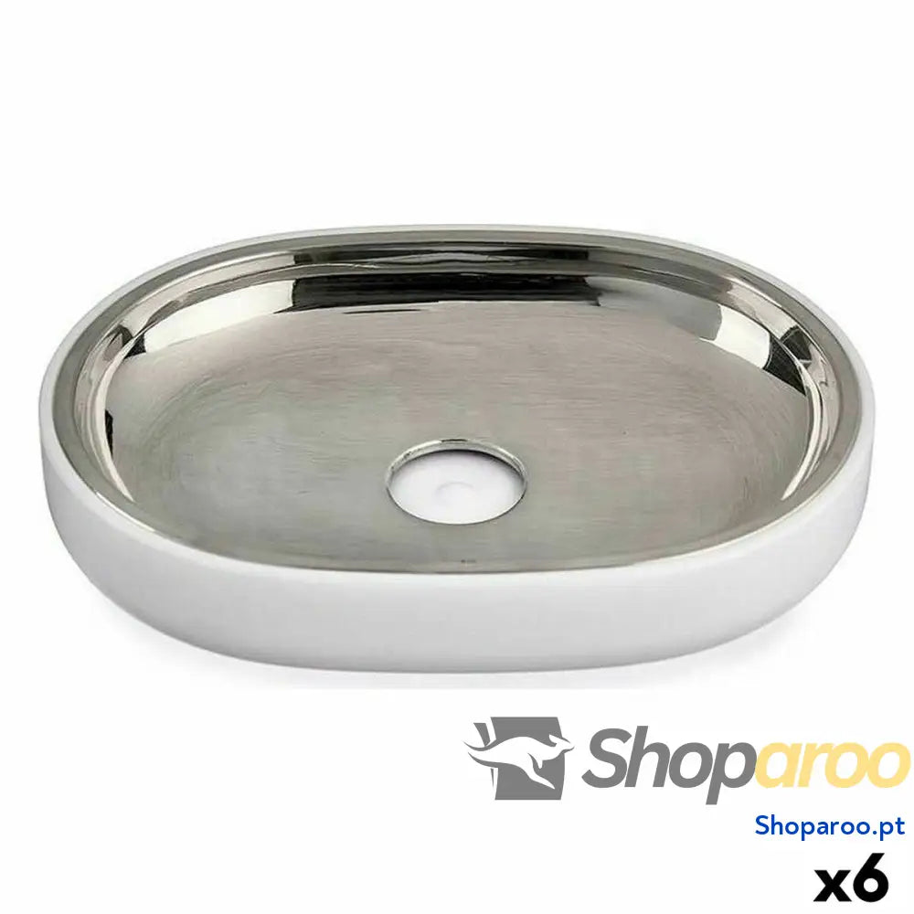 Saboneteira Berilo BP15 004 2 Branco Prateado Aço inoxidável Plástico 9,5 x 2,5 13 cm (6 Unidades)