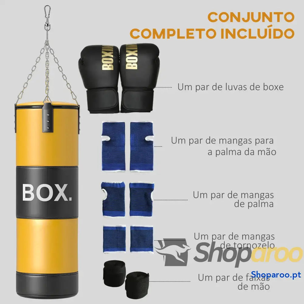 Saco de Boxe Profissional Puching Bag com Luvas 8 oz Gancho e Bolsa Armazenamento Areia Treinamento para Adultos
