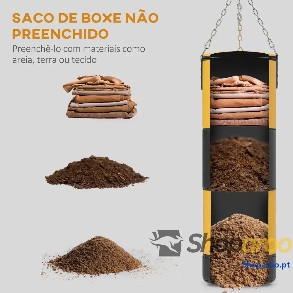 Saco de Boxe Profissional Puching Bag com Luvas 8 oz Gancho e Bolsa Armazenamento Areia Treinamento para Adultos