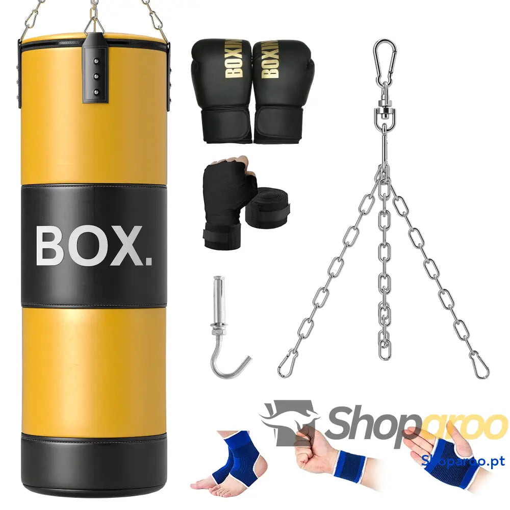 Saco de Boxe Profissional Puching Bag com Luvas 8 oz Gancho e Bolsa Armazenamento Areia Treinamento para Adultos