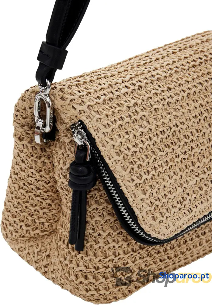 Saco de ombro ráfia com logótipo Desigual Natural