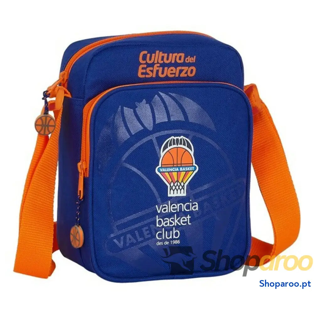 Saco de Ombro Valencia Basket Azul Laranja (16 x 22 x 6 cm)