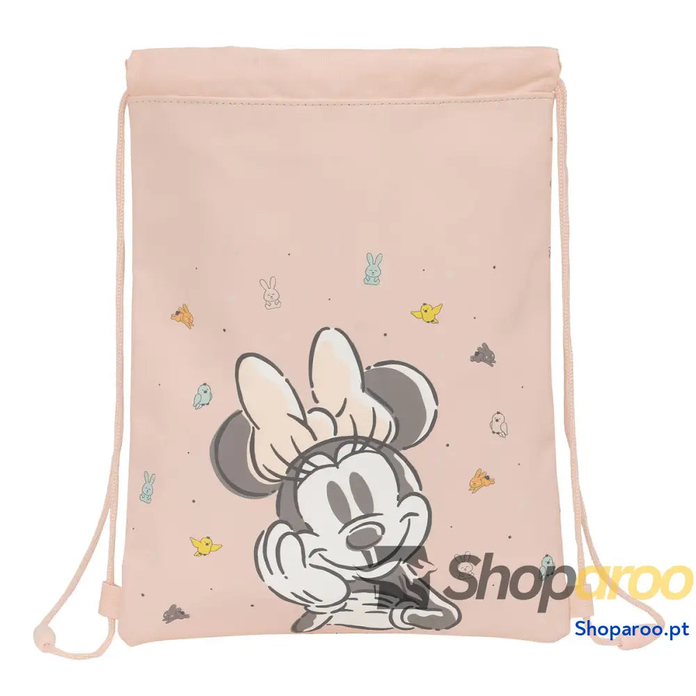 Saco Mochila com Cordas Minnie Mouse Baby Cor de Rosa 26 x 34 x 1 cm