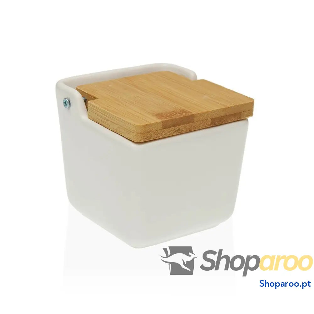 Saleiro com Tampa Versa Branco Dolomite (9 x 8 x 9 cm)