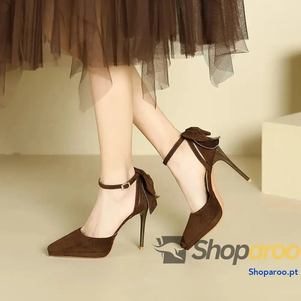Sapatos de Salto Alto Plataforma com Tira no Tornozelo Stiletto