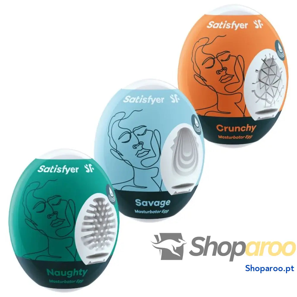 SATISFYER - 3 OVOS MASTURBADORES NAUGHTY SAVAGE & CRUNCHY