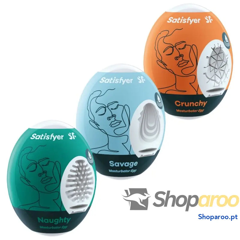 SATISFYER - 3 OVOS MASTURBADORES NAUGHTY SAVAGE & CRUNCHY