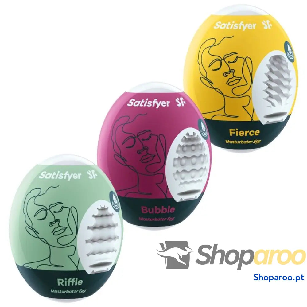 SATISFYER - 3 OVOS MASTURBADORES RIFFLE BUBBLE & FIERCE