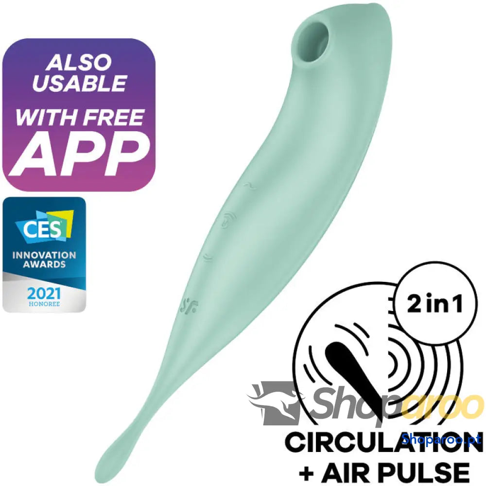 SATISFYER - TWIRLING PRO+ ESTIMULADOR DE PULSO DE AR E APLICATIVO VIBRADOR VERDE