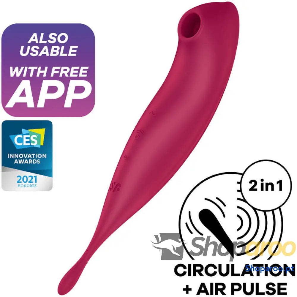 SATISFYER - TWIRLING PRO+ ESTIMULADOR DE PULSO DE AR E APLICATIVO VIBRADOR VERMELHO