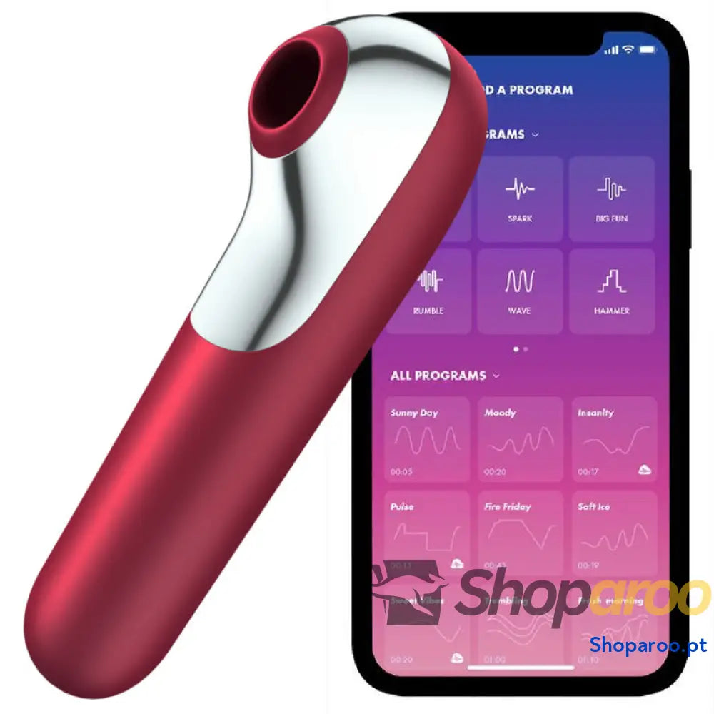 SATISFYER - VIBRADOR E SUCCIONADOR DUAL LOVE COM AR PULSADO VERMELHO