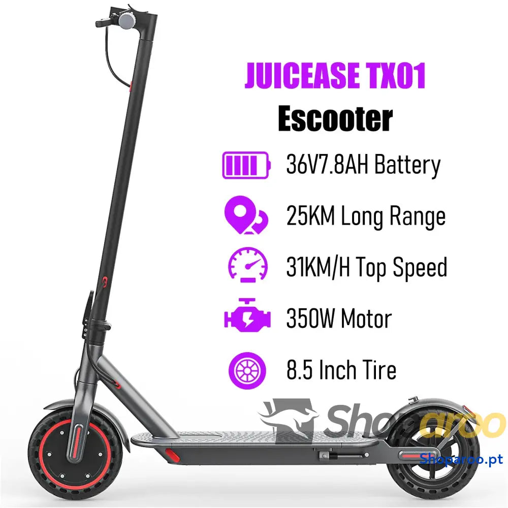 Scooter elétrica JUICEASE TX01 31 kmh motor potente e aplicação inteligente